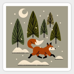 Snowy Evening Fox Magnet